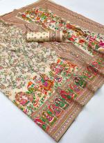 Silk Cream Festival Wear Weaving Saree